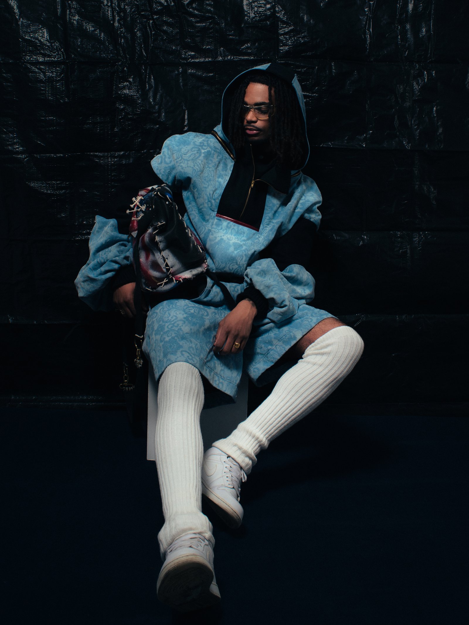 Silhouette brocart bleu